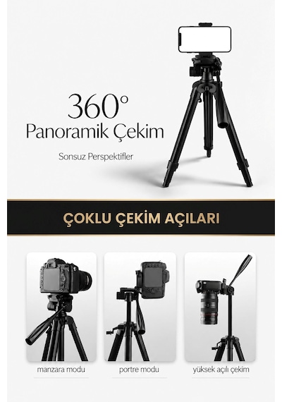Profesyonel Kamera Ve Telefon Tripodu 175 Cm Ayarlanabilir Çantalı