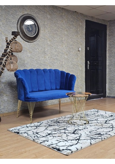 Zafir İkili Gold Kaplama Tel Ayak Papatya Çay Seti Koltuk Takımı , Balkon, Salon, Ofis, Cafe Koltuk Takımı Mavi