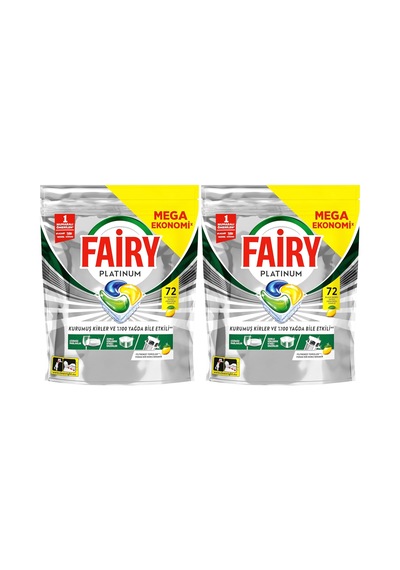 Platinum Bulaşık Makinesi Deterjanı Kapsülü/tableti 72 Yıkama Limon Kokulu 2li Paket