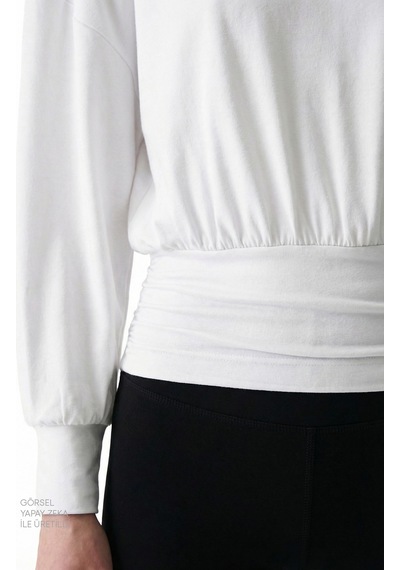 Penti Kırık Beyaz Boat Yaka Waist Detail Modal Üst