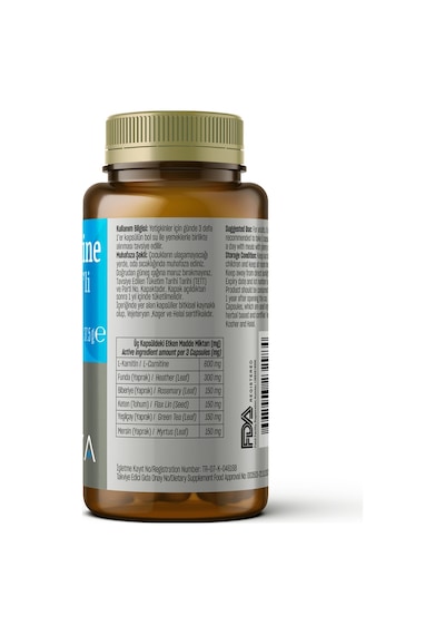 Talya L-Carnitine L-Karnitinli Bitkisel Karışım İçeren Takviye Edici Gıda 60 Kapsül﻿﻿
