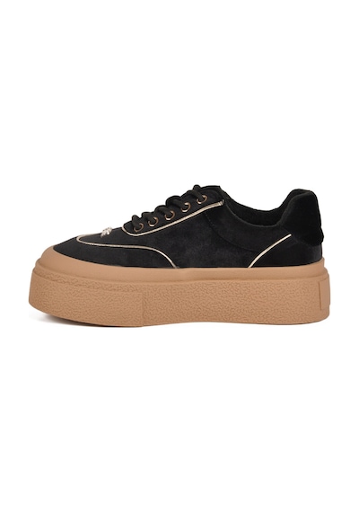 Siyah Yüksek Taban İçi Polarlı Kadın Sneaker 25k330 Z Siyah