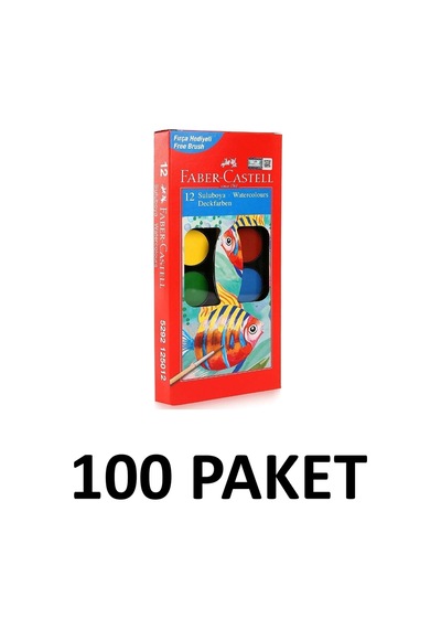 100 Paket Sulu Boya 12 Li Küçük Boy 12 Renk