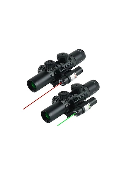 3-9x26 Çift Işıklı Ayarlanır Zoomlu Nişangah Hedefleyici Tfek Dürbünü - Kendinden Sabit Ayaklı Avcı Dürbünü Siyah