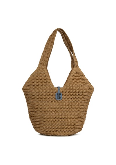 Bagmori Oval Kova Hasır Tote Çanta Vizon