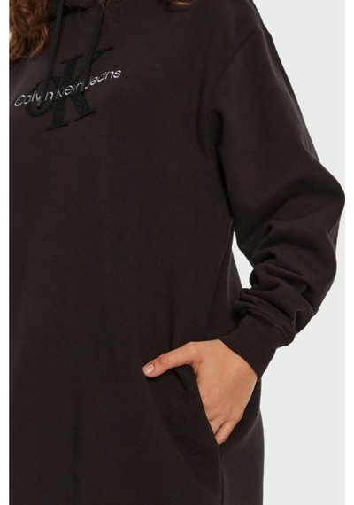 Ck Jeans Chenılle Monologo Hoodıe Dress Siyah