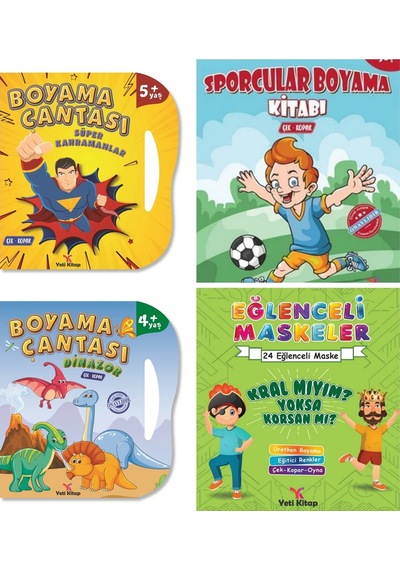 3 -5 Yaş Erkek Çocuk Boyama Ve Etkinlik Seti 4 Kitap
