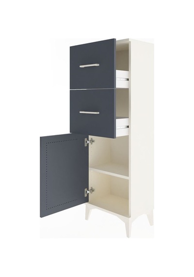 Arges Dolap Tek Raflı 2 Çekmeceli Tek Kapaklı 44x30x134 Aytaşı-antrasit Aytası