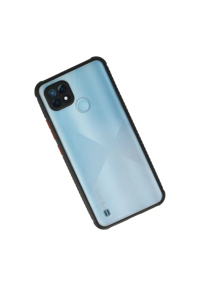 Newface Realme C21 Kılıf Miami Şeffaf Silikon - Siyah Şeffaf Siyah