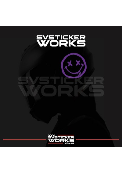 Smile Yazılı Kask Sticker Tüm Kasklar Uyumlu Tek Yön 1 Adet Mor