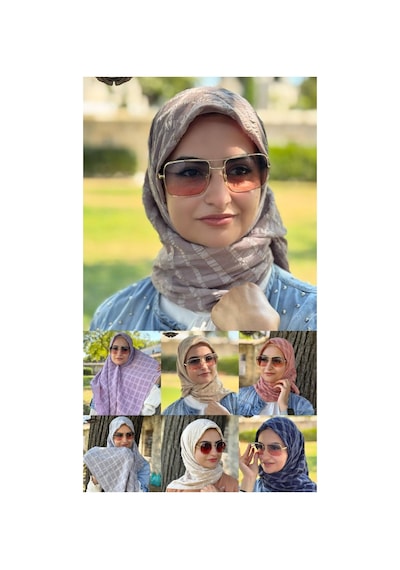 Aldaıyr 7 Adet - Jakarlı Caz Eşarp 120 X120 Pamuk Çok Renklij07-6