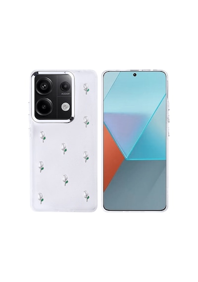 Kilifone - Redmi Note 13 Pro 4g Uyumlu Kılıf Airbag Tasarımlı Simli Şeffaf Kutup Kapak - Lale - T36308