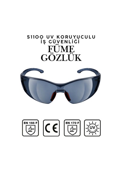 S1100 Füme İş Güvenlik Gözlüğü Uv Korumalı Silikonlu Kaymaz Gövde Burun Acıtmaz Gözlük İş Güvenliği S1100 Füme İş Güvenlik Gözlüğü Uv Korumalı Silikonlu Kaymaz Gövde Burun Acıtmaz Gözlük İş Güvenliği