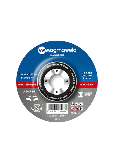 Magmacut Kesme Taşı-bombeli 125 X 3.0 X 22 mm