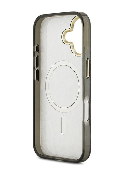 Apple Uyumlu iPhone 17  Kılıf Guess Lisanslı M-safe Şarj Özellikli Yazı Logolu Python Desenli Kapak Siyah Siyah