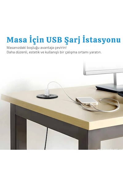 Alfais 6028 Usb 3 Port Hub Masaüstü Gömme Çoklayıcı Çoğaltıcı Kablolu Şarj