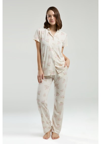 Pierre Cardin Kadın Beyaz Gömlek Pijama Beyaz