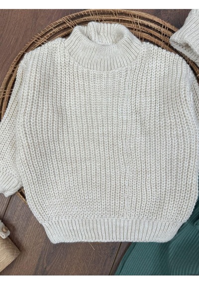 Bebicix Triko Kazak Oversize Esnek Salopet Bereli Unisex Bebek Takım Yesil