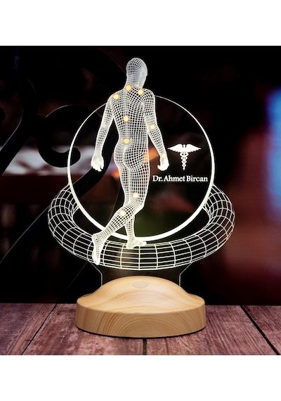 Fizik Doktoru, Fizyoterapist, Ortopedi Doktoru Hediyesi 3D Led Lamba