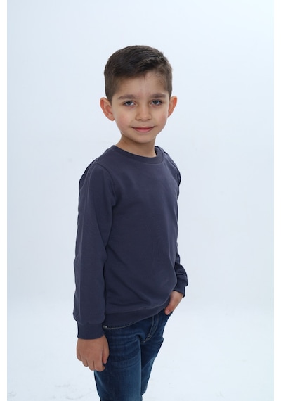 Toontoy Kids Toontoy Erkek Çocuk Relax Fit Bisiklet Yaka Omuzu Çıtçıtlı Sweatshirt Bej