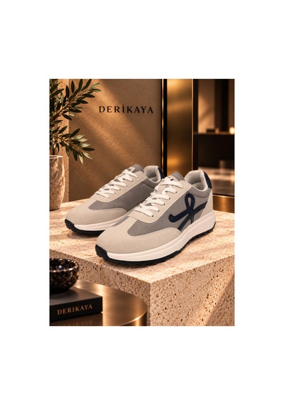 Derikaya Erkek Bağcıklı Kontrast Tabanlı Günlük Sneaker Bej