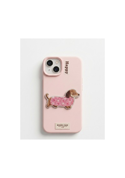 Köpek Nakışlı I-phone 13 Telefon Kılıfı Pembe