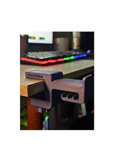 Gümüş Mavi Premium Asılabilir Kulaklık Standı-sağlam Kaydırmaz Keçeli, Ergonomik Storm Edition