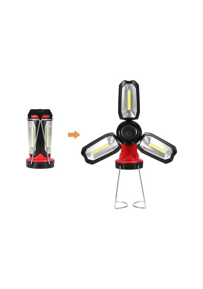 Şarjlı Katlanabilir 3 Xcob Led + 3w Led Çok Fonksiyonlu Kamp Feneri P-8801 Pop Çok Renkli