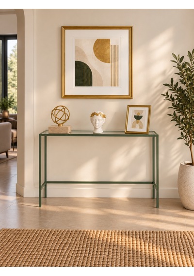 Teknor Yeşil Metal Şeffaf Camlı Modern Dresuar 100cm