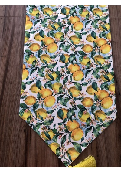 Vintage Limonlar Desenli Runner Çok Renkli