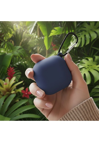 Caseonn Samsung Uyumlu Galaxy Buds 2 - Buds 2 Pro Kılıf Askı Aparatlı Mat Silikon Lacivert