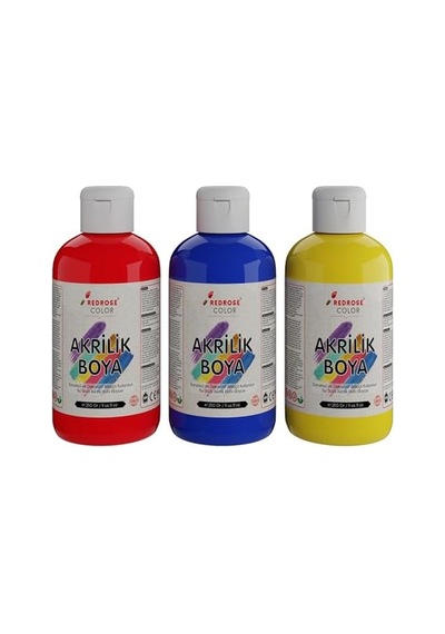 Kırmızı-mavi-sarı Akrilik Boya 3&apos Lü Set 3x250gr 0.25 KG