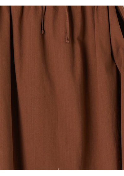 Lcw Modest Kahverengi Beli Lastikli Büzgülü Kloş Etek