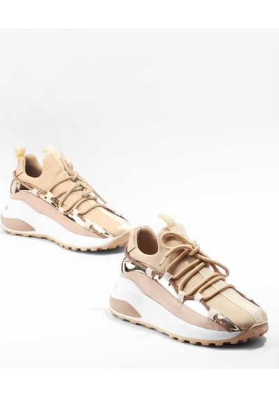 Paris Bej İnce Şerit Taş Detaylı Sneaker Lj694-bej Bej