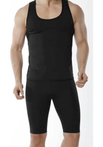 Sweet Sauna Orjınal Fitform Spor Erkek Siyah Düz Termal Şort Atlet Takımı Siyah