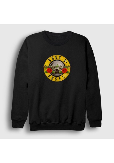 Presmono Unisex Logo Guns N' Roses Sweatshirt Siyah