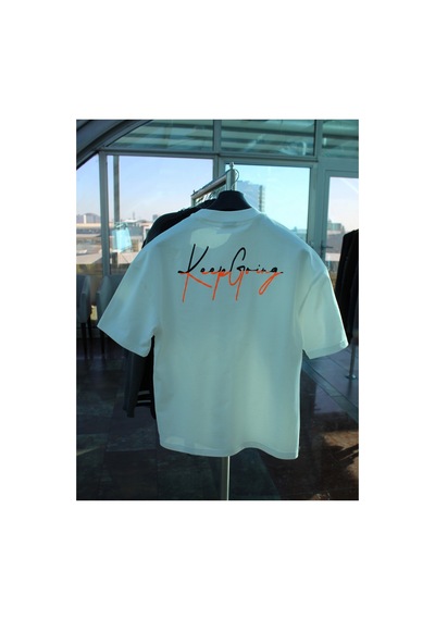Wild Wood Garment Wild Wood "keep Going" Grafik Baskılı Premium Oversize T-shirt Ekru