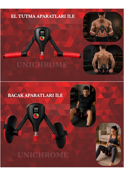 İç Bacak Egzersiz Aleti 35 Kg Ayarlanabilir Kegel Cihazı Pelvik Kas Aleti Kalça Kol Sırt Sıkılaştırıcı Tutma Aparatlı Siyah - Kırmızı
