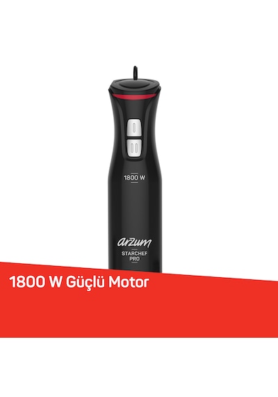 Arzum AR1204 Starchef Pro 1800 W 4 Bıçaklı 1.5 L Hazneli 2 Kademeli Multi Blender Seti