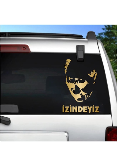 Atam İzindeyiz Atatürk Silüet Sticker - Araba Oto Motosiklet Karavan Cam Sticker - 00235 60X41 Cm