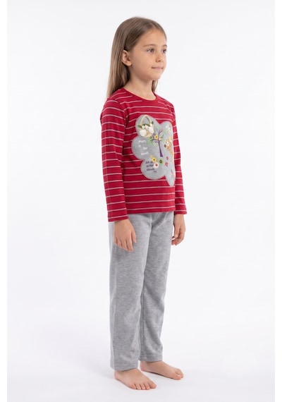 İki Yıldız Kız Çocuk Pijama Takım Bgl-92108 Kırmızı