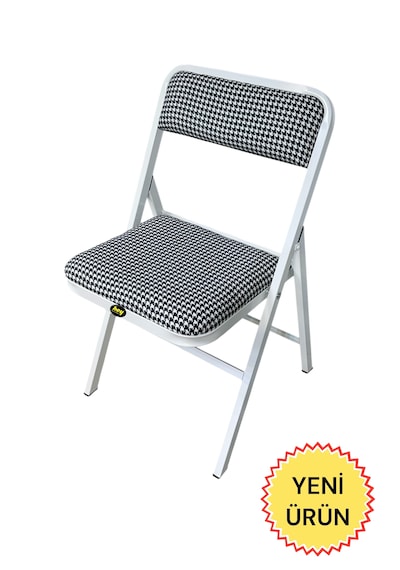Hey Katlanır Kamp Sandalyesi Piknik Sandalyesi Kazayağı Beyaz Beyaz - Siyah
