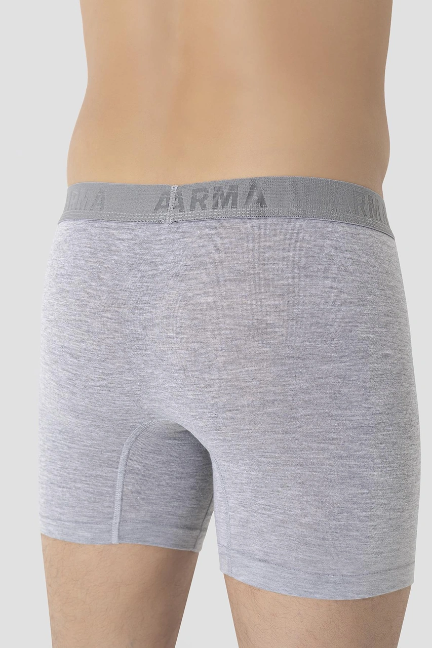 Arma Yıldız Erkek Gri Büyük Beden Boxer Pamuklu Likralı 10'lu Paket Gri