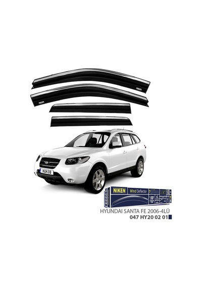 Niken Hyundai Santa Fe 2006- Kromlu Cam Rüzgarlığı 4 Lü