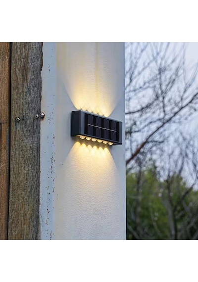 Shopytech 12 Led Güneş Enerjili Çift Yönlü Duvar Lambası Ip65 Otomatik Gece Aydınlatma Kablolamasız Çok Renkli
