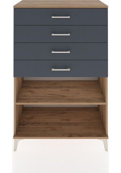 Hyperion Dolap Tek Raflı 4 Çekmeceli 88x44x134 Çam-antrasit Atlas Çam