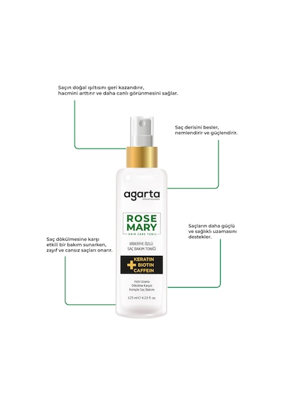 Agarta Saf Biberiye Suyu Saç Toniği Dökülme Karşıtı Ve Saç Uzamasını Destekleyici Tonik 125 ML