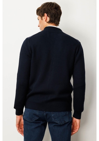 Jack & Jones Erkek Hakim Yaka Önü Keçe Triko Mont Desen Lacivert