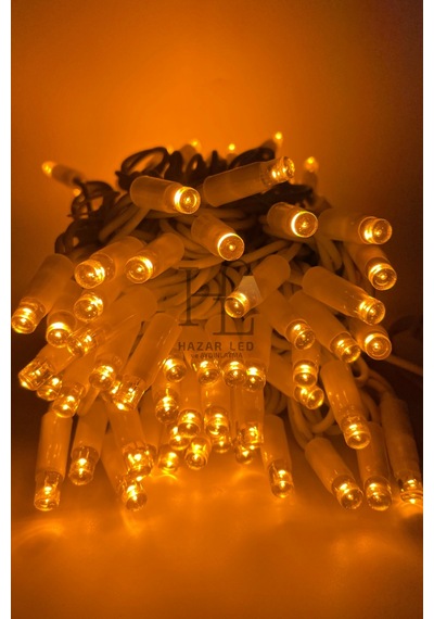 10 Metre Amber Sarı İp Led Yılbaşı Süsü Ip65 Dış Mekan Eklenebilir Beyaz Kablolu Dekoratif Led Işık Amber