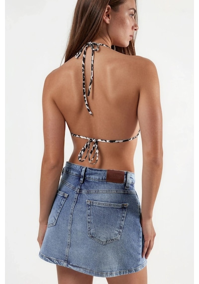 Hiccup Denim Şort Etek Açık Mavi Denim